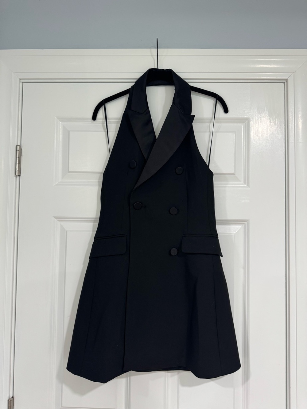 Zara Black Double-Breasted Halter Mini Dress